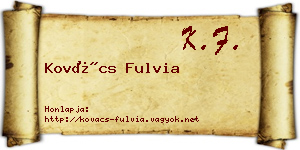 Kovács Fulvia névjegykártya