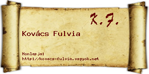 Kovács Fulvia névjegykártya